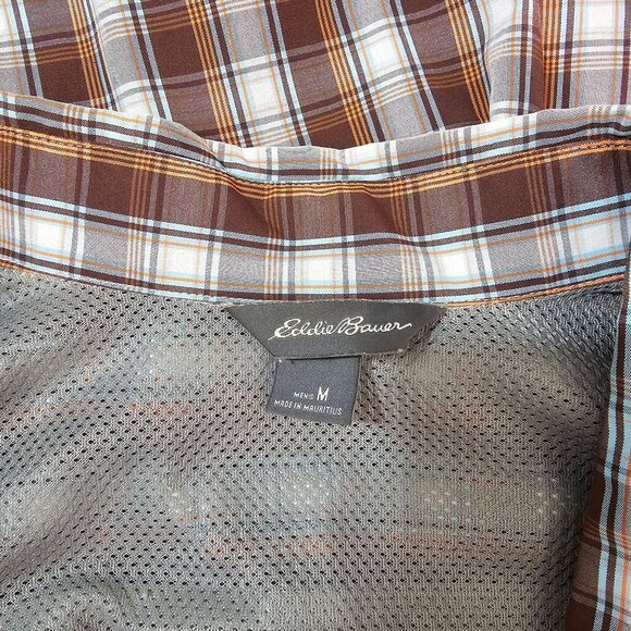 Eddie Bauer Mens Outdoors Plaid Shirt Size Medium Vented Fishing Camping Casual - Picture 8 of 10